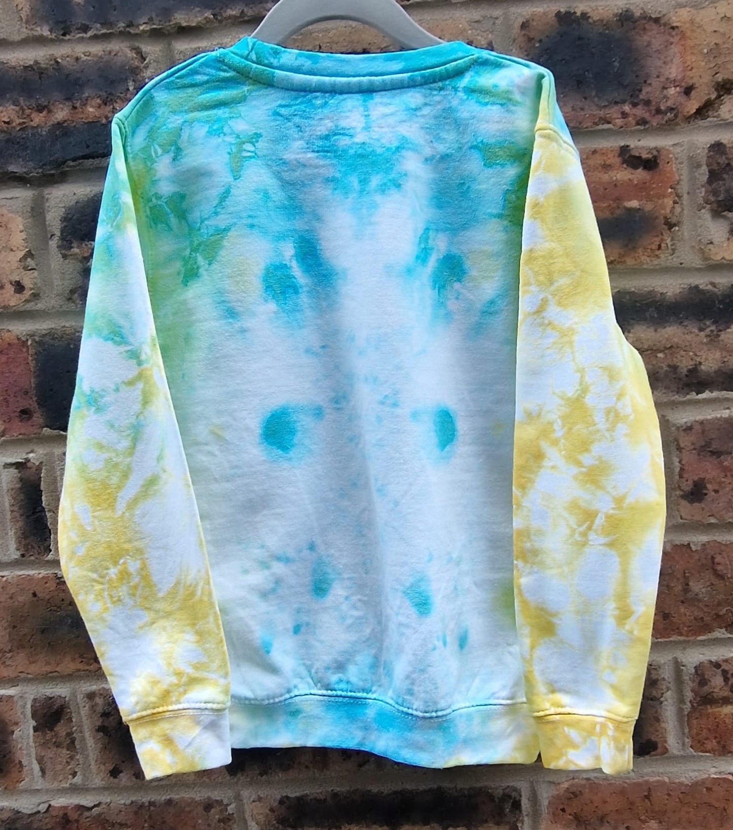 Blue tie dye, kid's sweatshirt, jumper, bright color, Dyed